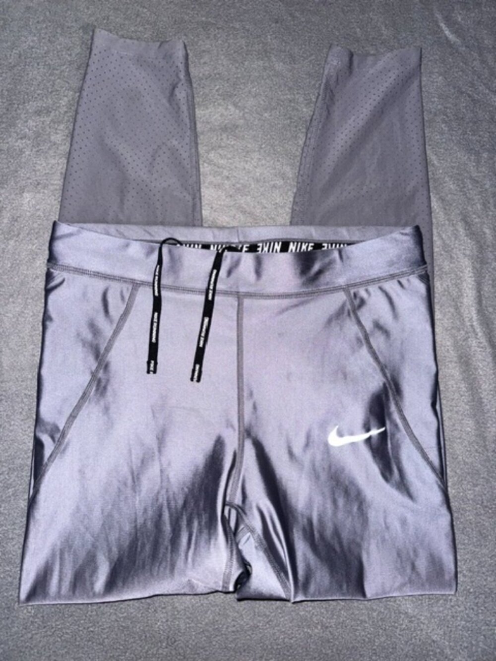 Nike Womens POWER Speed TIGHT FIT Size Medium 7/8 Running Tights BQ5939-056 Gray